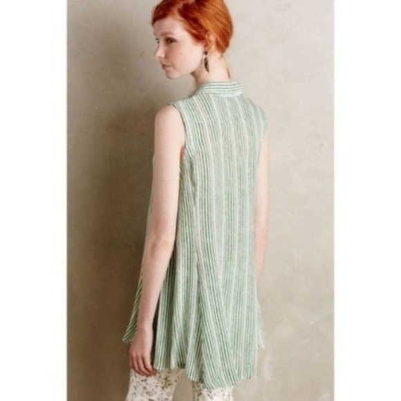 Anthropologie 11.1 TYLHO Percy Green and White striped Tunic - Picture 4 of 8
